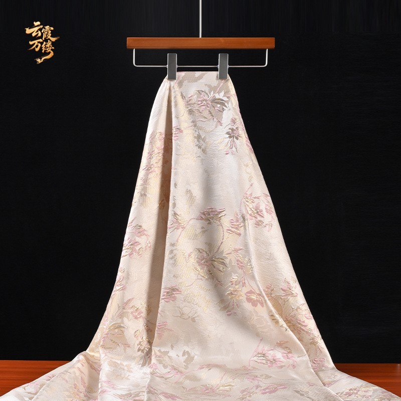 Embroidery Gold - Chinese-style pink gold large flower relief