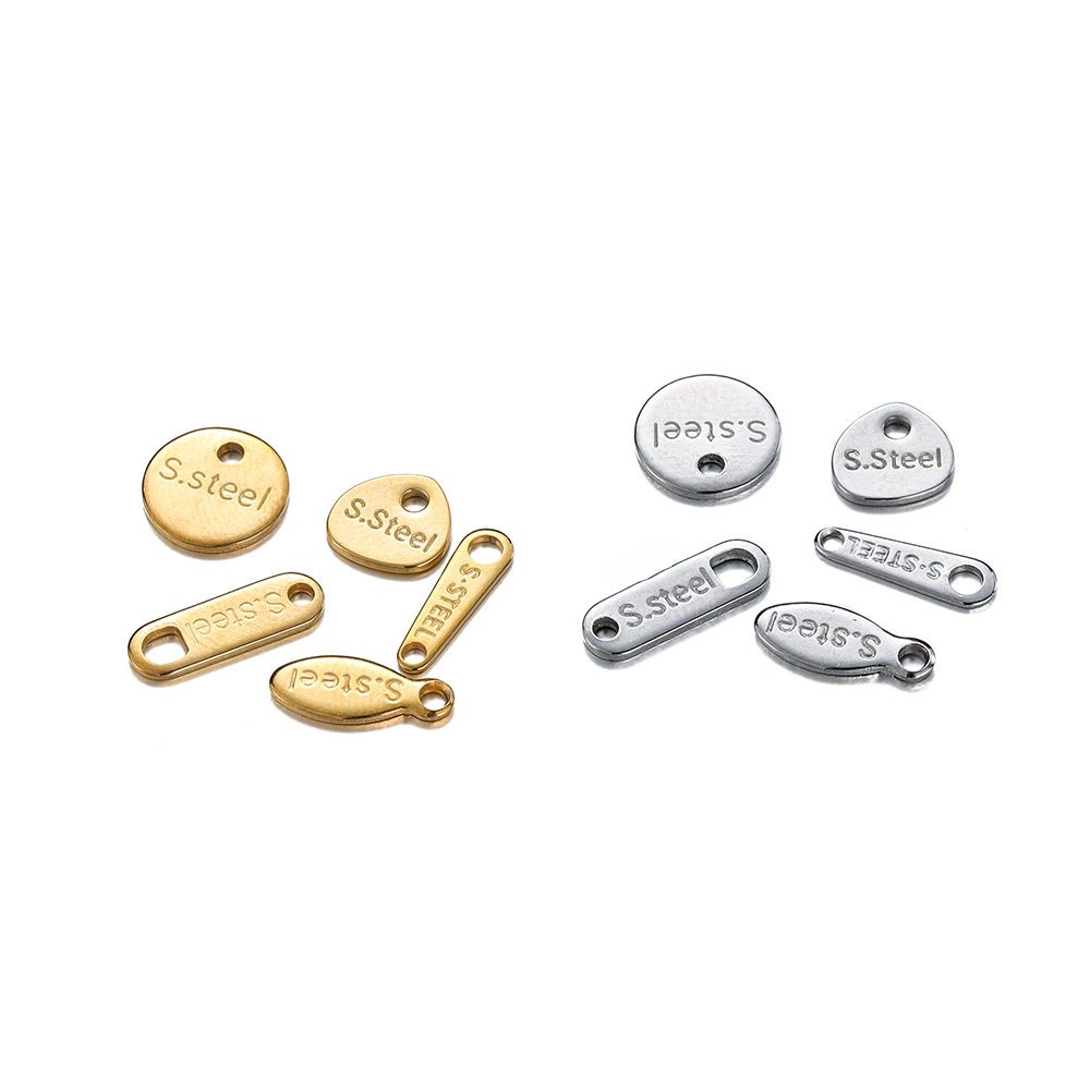 Embroidery Charm - 20/50pcs Stainless Steel Gold Color Round