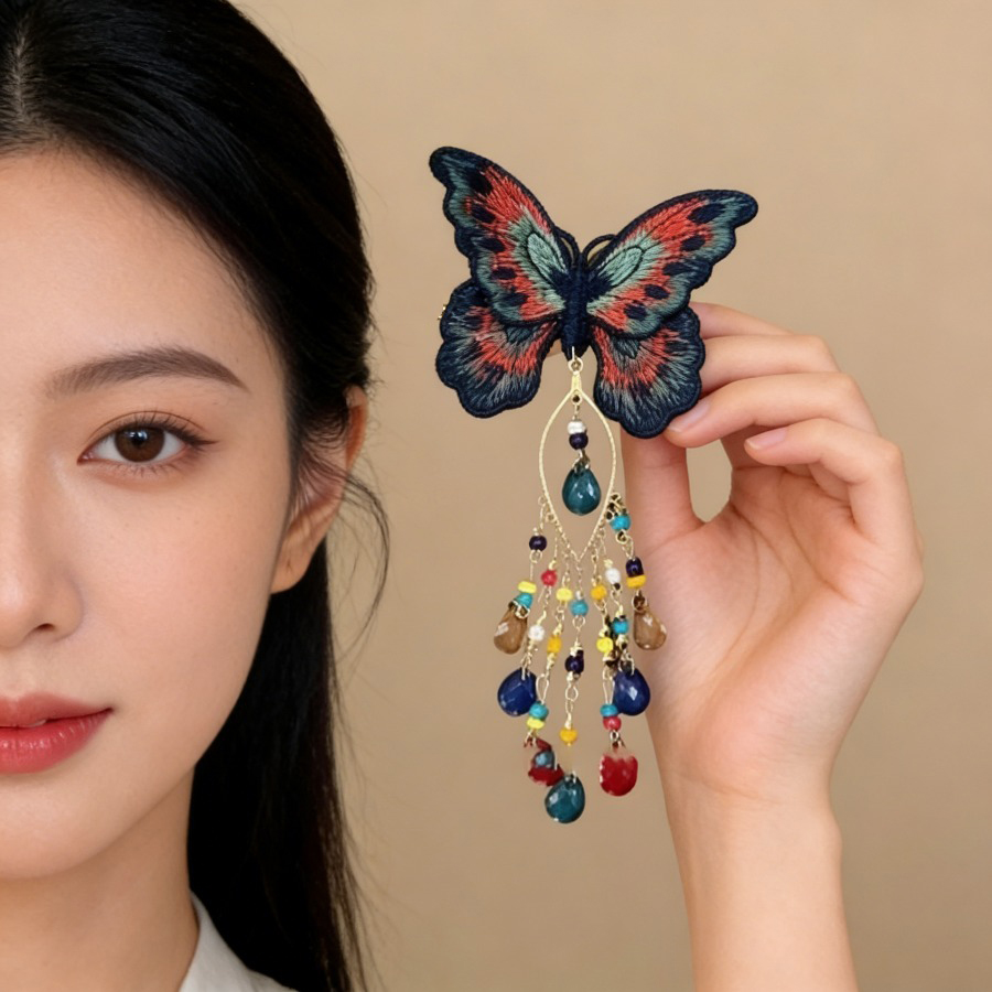 Embroidery Charm - New Chinese Style Knitting Butterfly Hair
