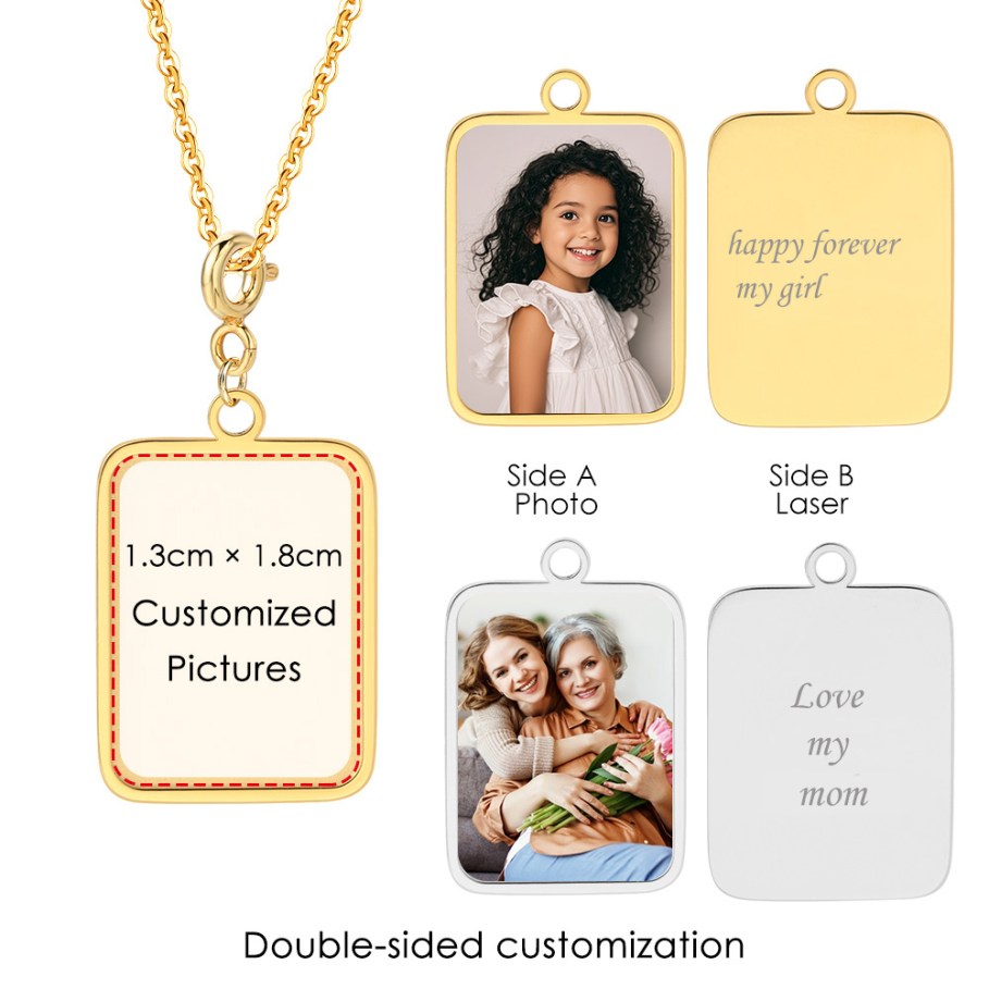 Embroidery Charm - Customized Photo Letter Flag Pendant Necklace