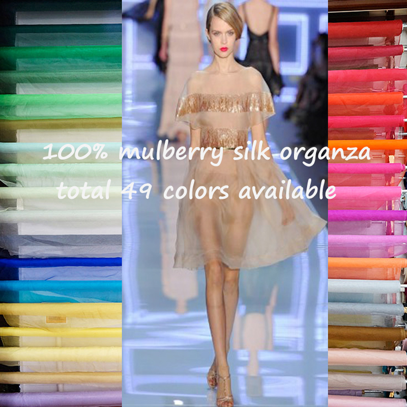 Embroidery Organza - 50cm*114cm/100cm*114cm Plain Pure Silk Organza Fabric