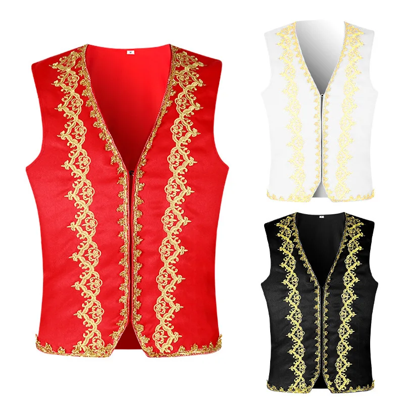 Embroidery Gold - Medieval Gold Embroidery Baroque Vest Men