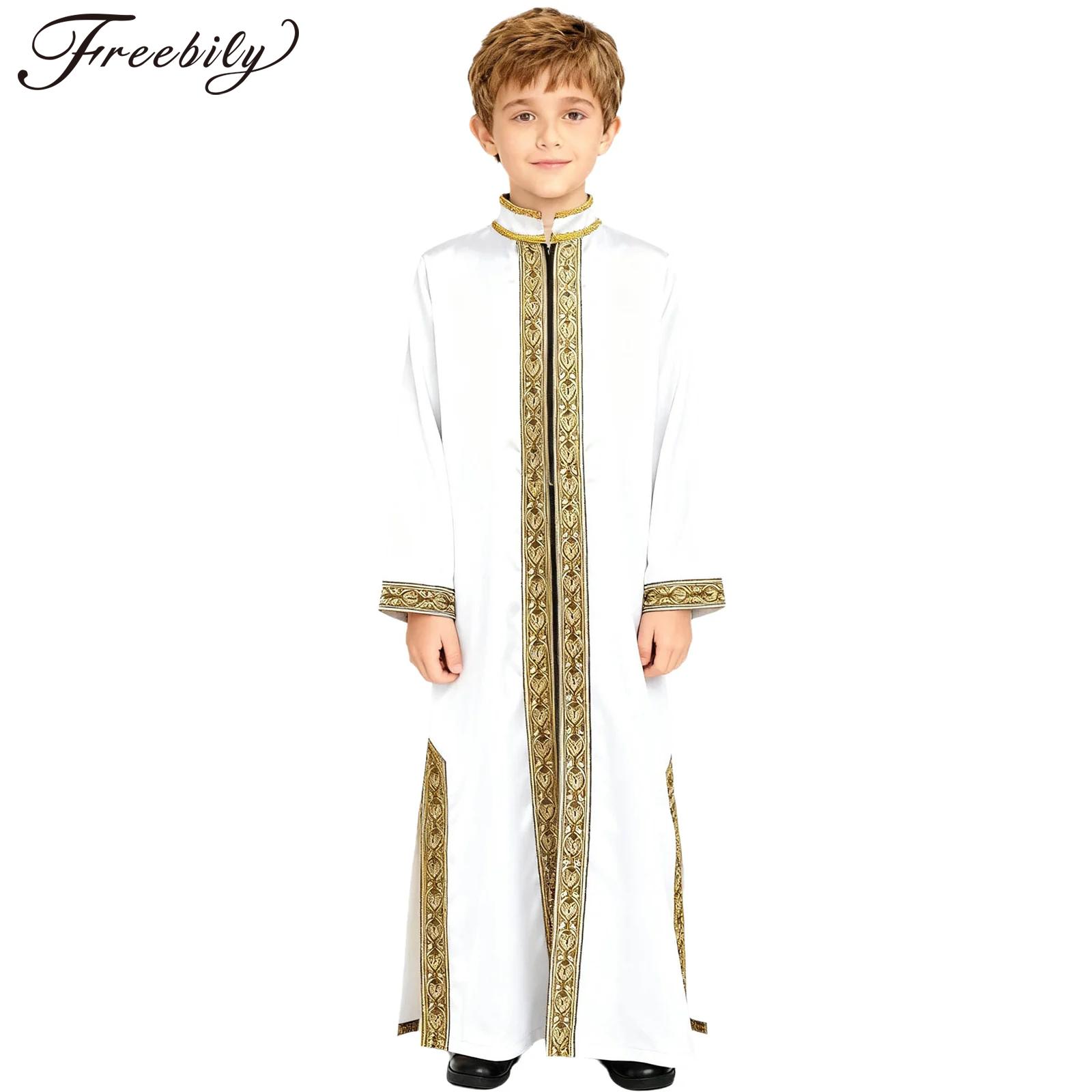 Embroidery Gold - Boys Gold Embroidery Maxi Muslim Thobe