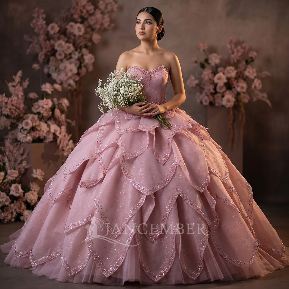 Embroidery Organza - Luxury Ball Gown Quinceanera Dress Removable