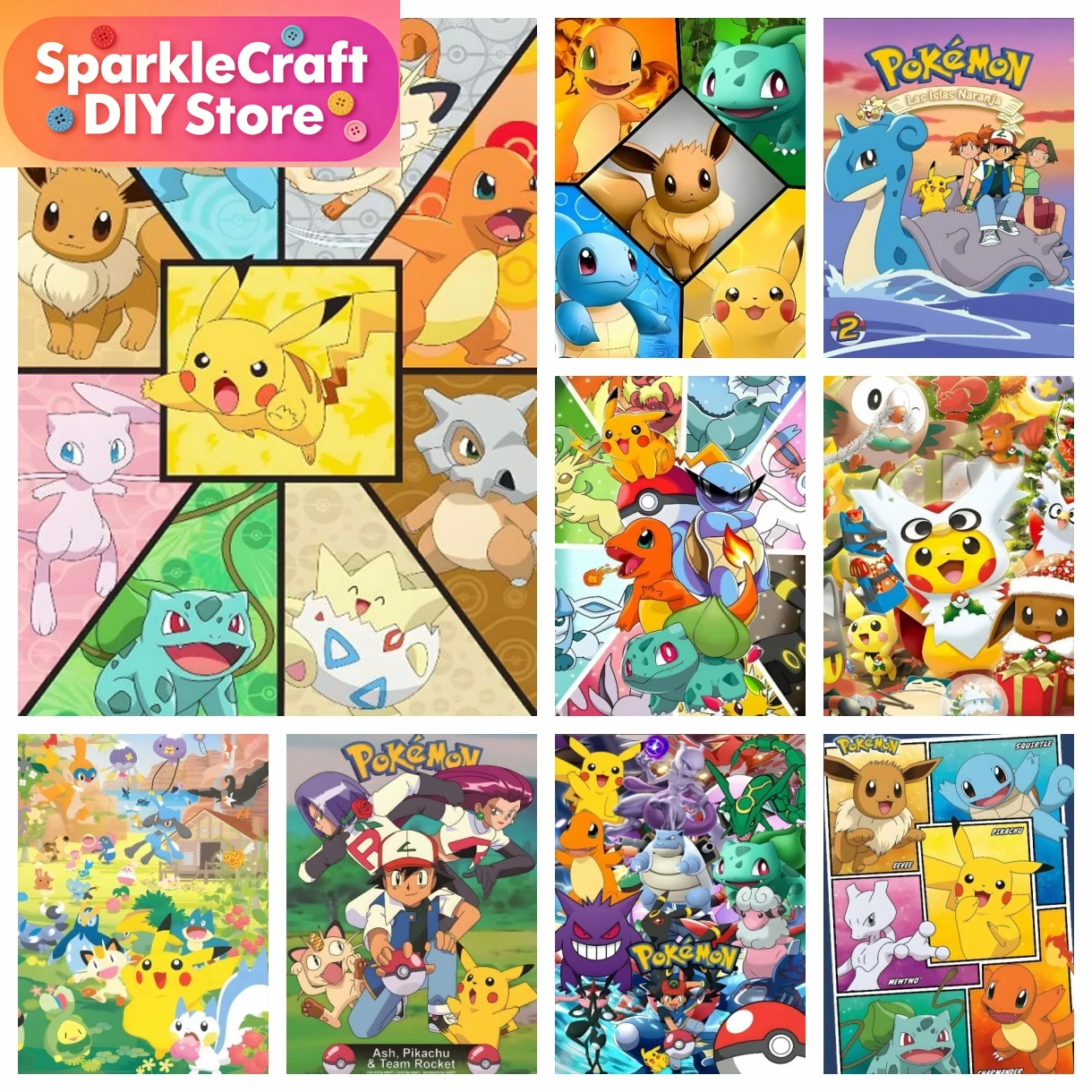 Embroidery Charm - 1pc frameless Cartoon Pokemon Anime Diamond