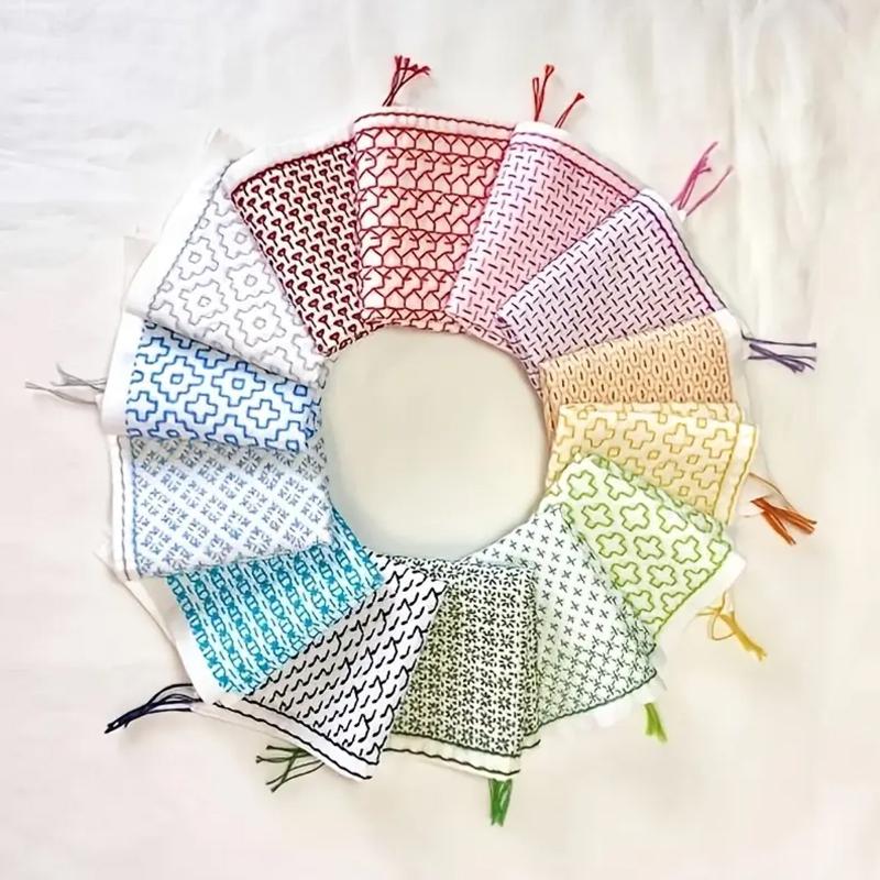 Embroidery Kit - 9/32Pcs Thread And Needles Denim Fabric