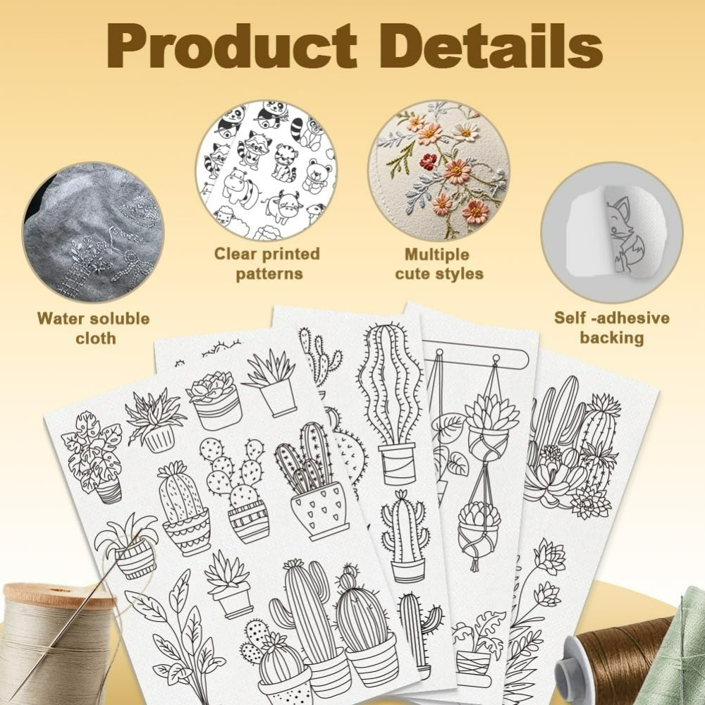 30Pcs Bonsai Cactus Embroidery - Embroidery Cloth ulasan dan harga