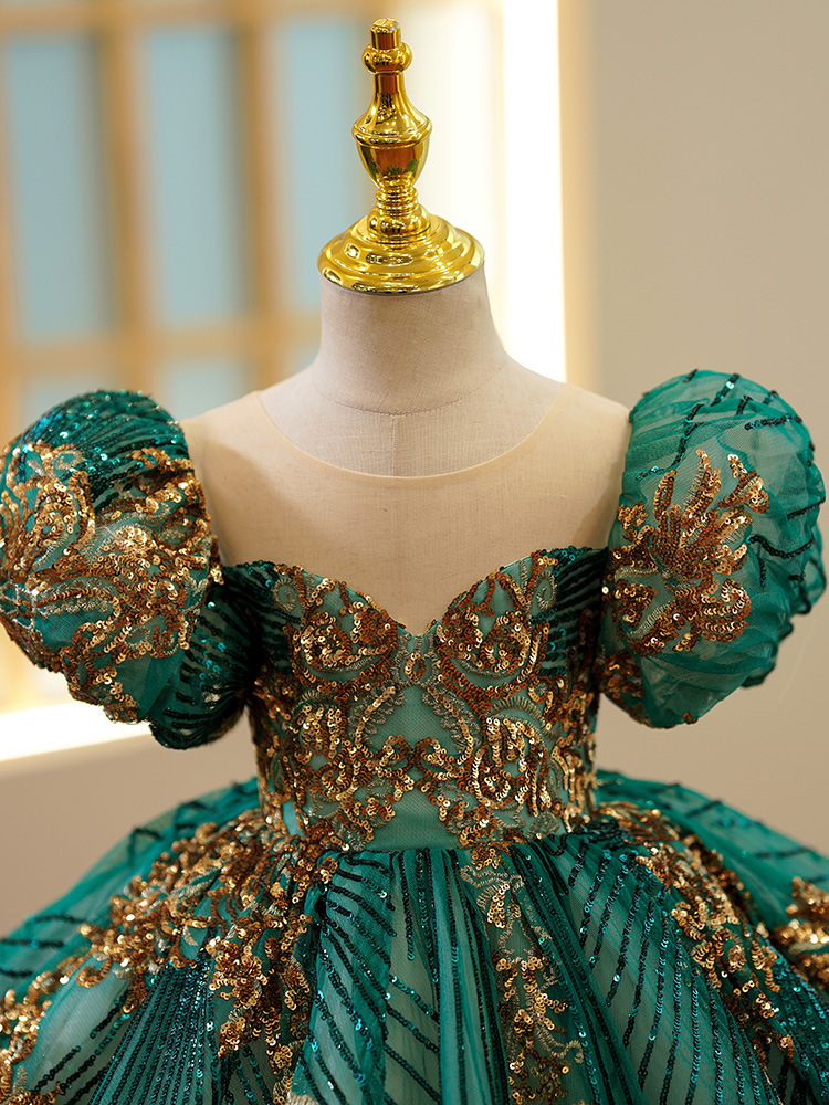Kids Luxury Party Green Gold D - Embroidery Gold ulasan dan harga