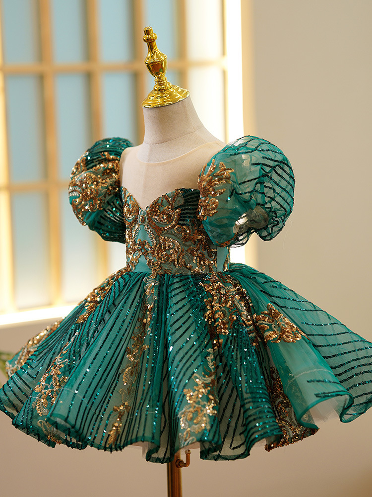 Kids Luxury Party Green Gold D - Embroidery Gold ulasan dan harga