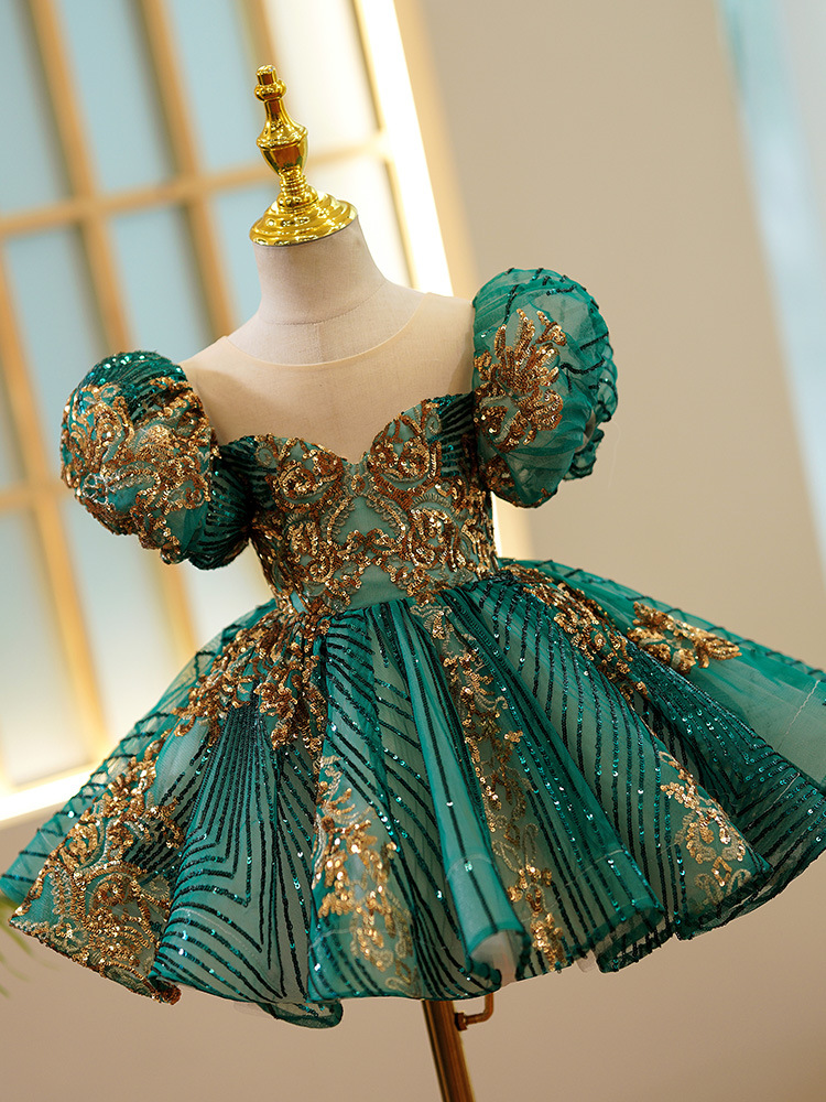 Kids Luxury Party Green Gold D - Embroidery Gold ulasan dan harga