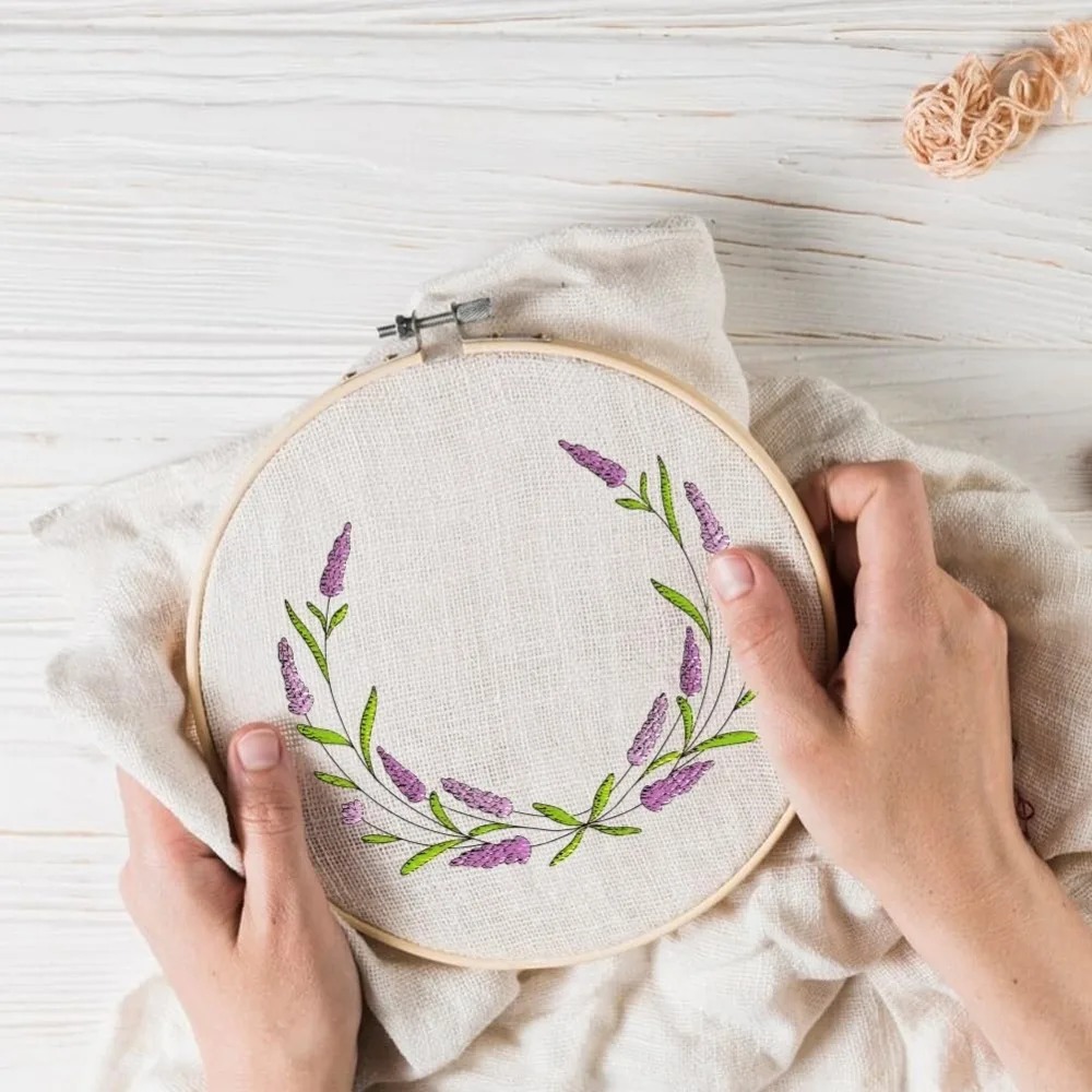 4 Sheets Lavender Flower Butte - Embroidery Cloth ulasan dan harga