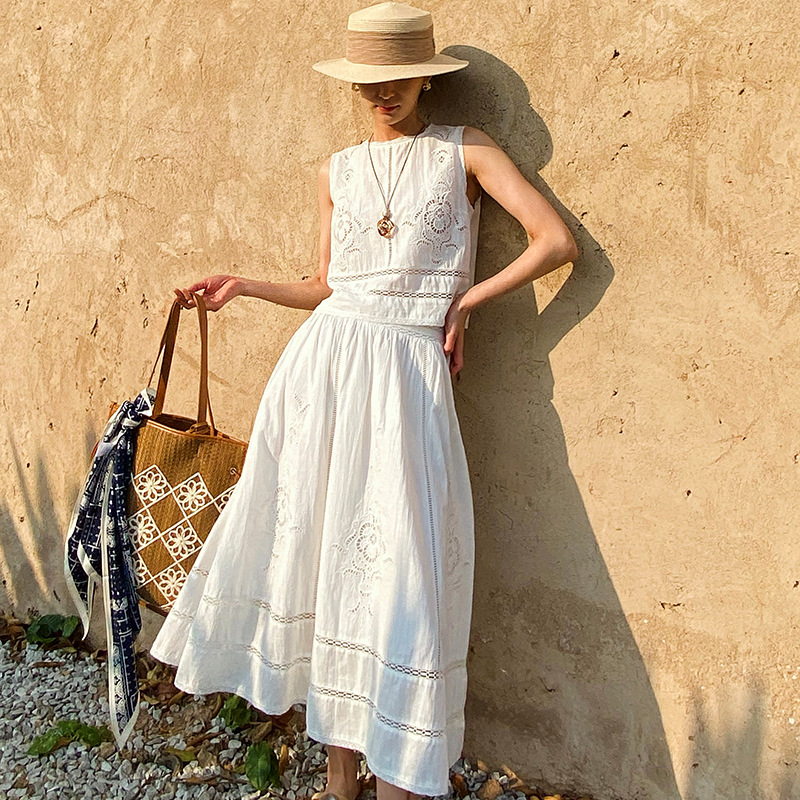 French Designer Boho White Cot - Embroidery Eyelet ulasan dan harga
