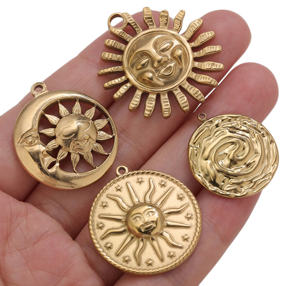 5pcs PVD Gold Charms Stainless - Embroidery Charm ulasan dan harga
