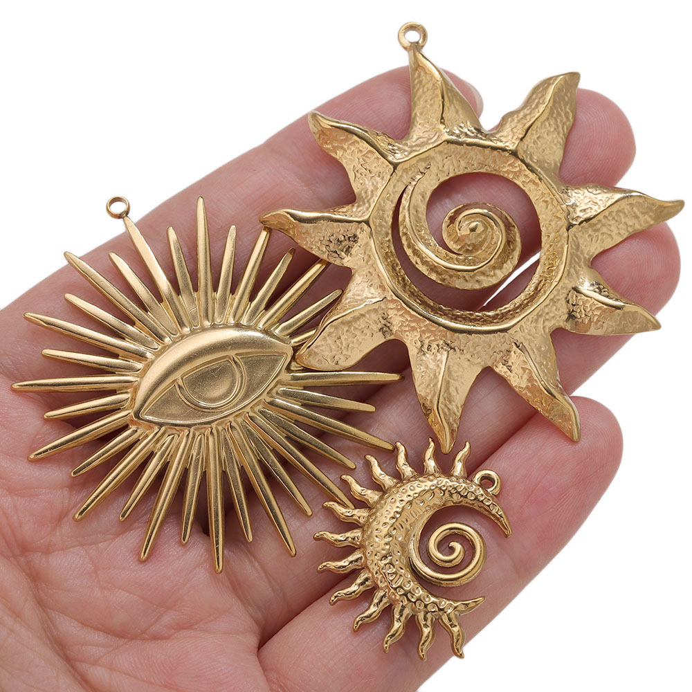 5pcs PVD Gold Charms Stainless - Embroidery Charm ulasan dan harga