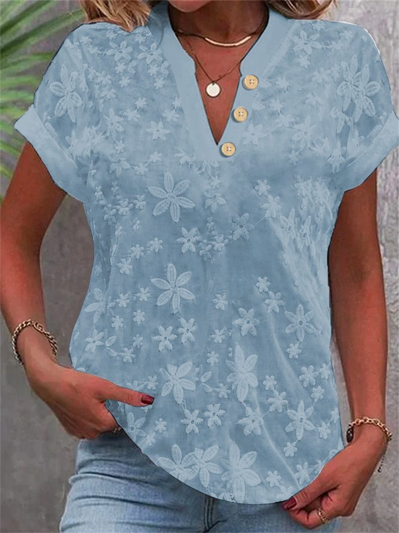 Cropped Shirt White Lace Blous - Embroidery Eyelet ulasan dan harga
