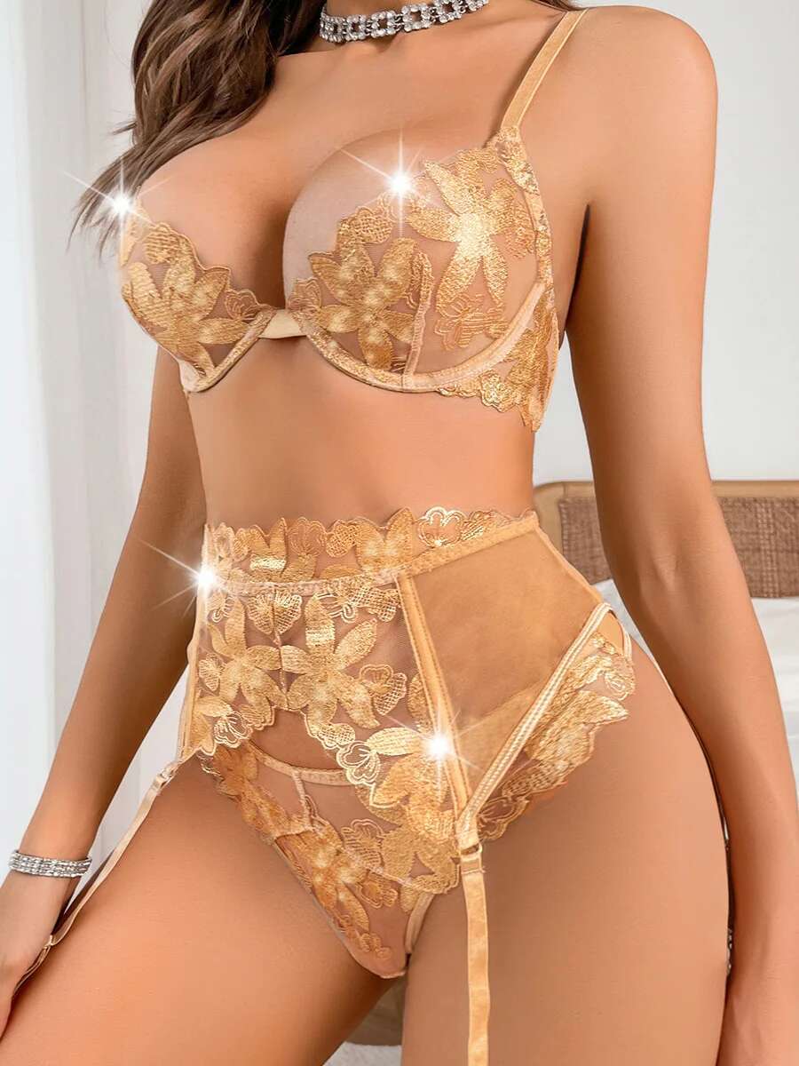 New Three Piece Fun Set Gold F - Embroidery Gold ulasan dan harga
