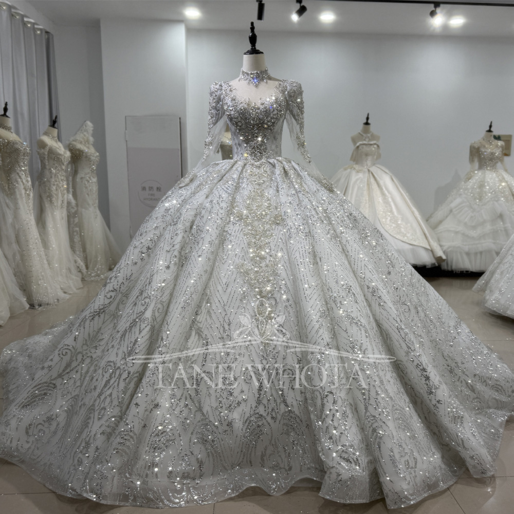 Elegant Wedding Gowns Long Sle - Embroidery Organza ulasan dan harga