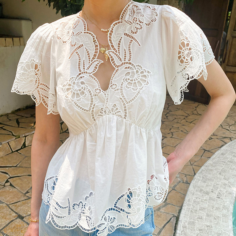 French Style Floral Eyelet Emb - Embroidery Eyelet ulasan dan harga