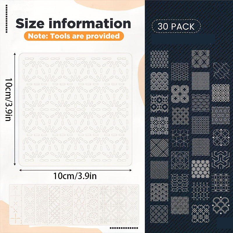 30Pcs Embroidery Templates DIY - Embroidery Quilting ulasan dan harga