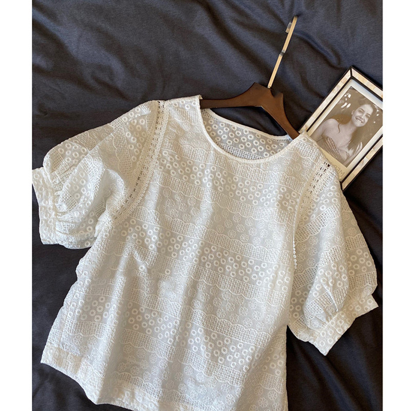 White Eyelet Embroidery Puff S - Embroidery Eyelet ulasan dan harga