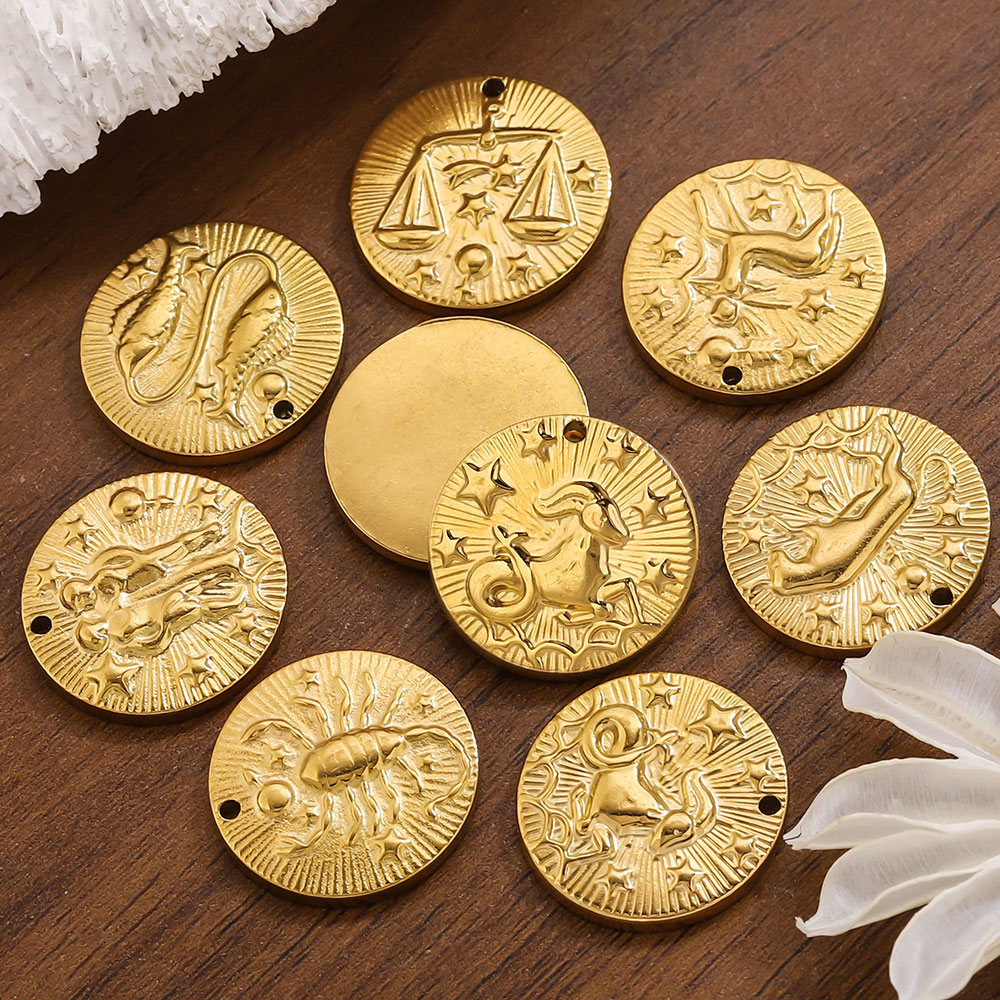5pcs Stainless Steel 12 Zodiac - Embroidery Charm ulasan dan harga