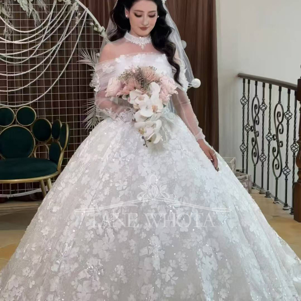 Luxury Sequined Wedding Dress  - Embroidery Organza ulasan dan harga