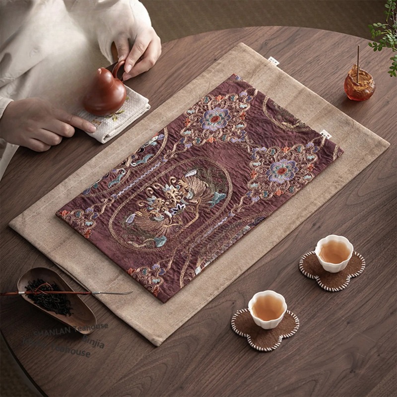 Brocade Embroidery Fabrics Tea - Embroidery Cloth ulasan dan harga